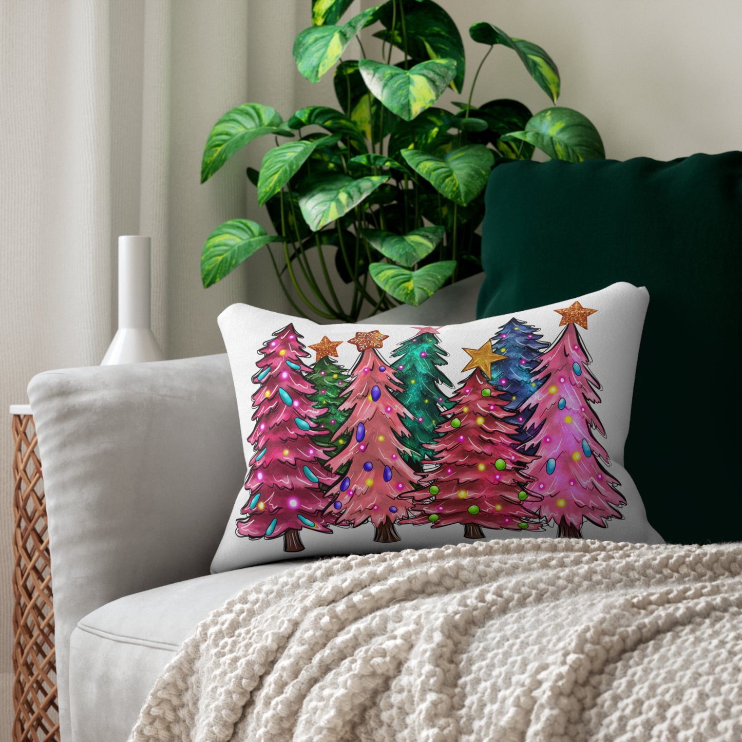 Pink Christmas - Lumbar Pillow