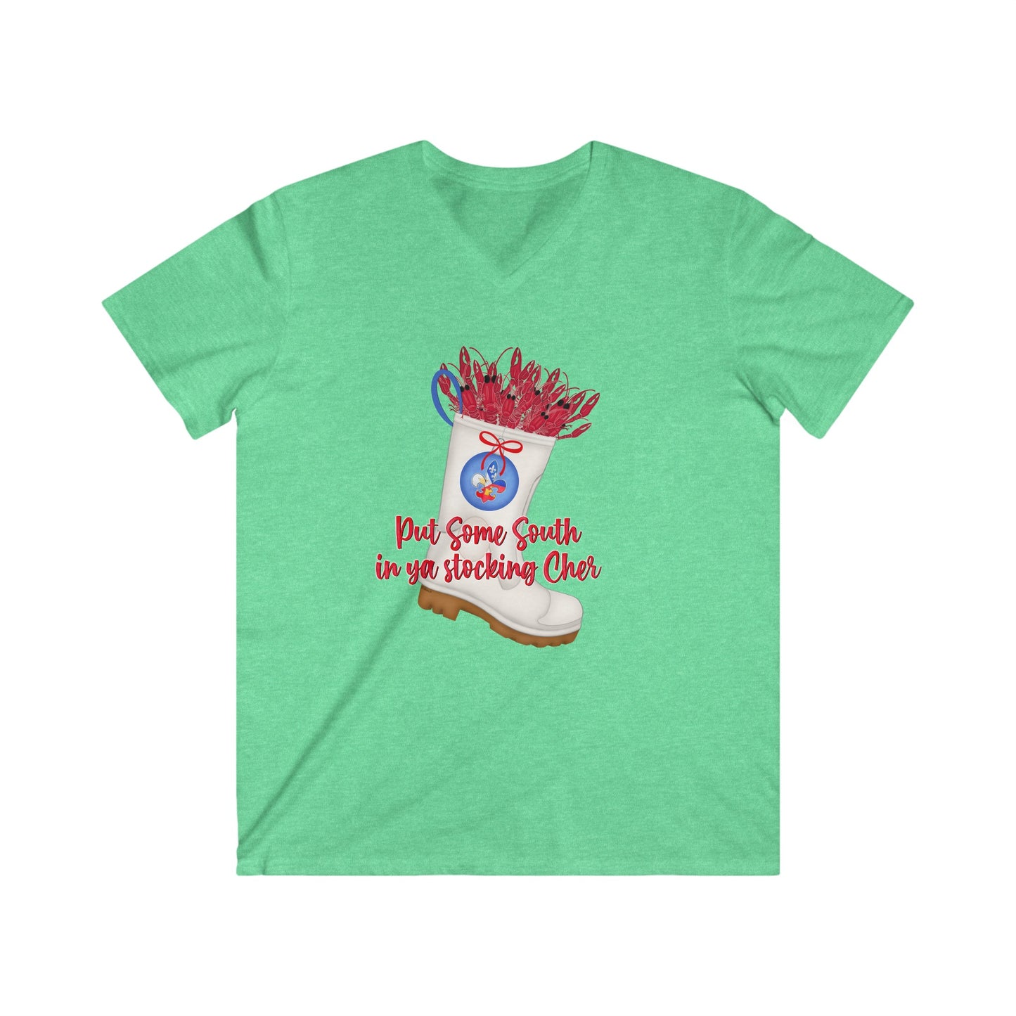 Put Some South in Ya Stocking Cher - Men's Fitted V-Neck Short Sleeve Tee