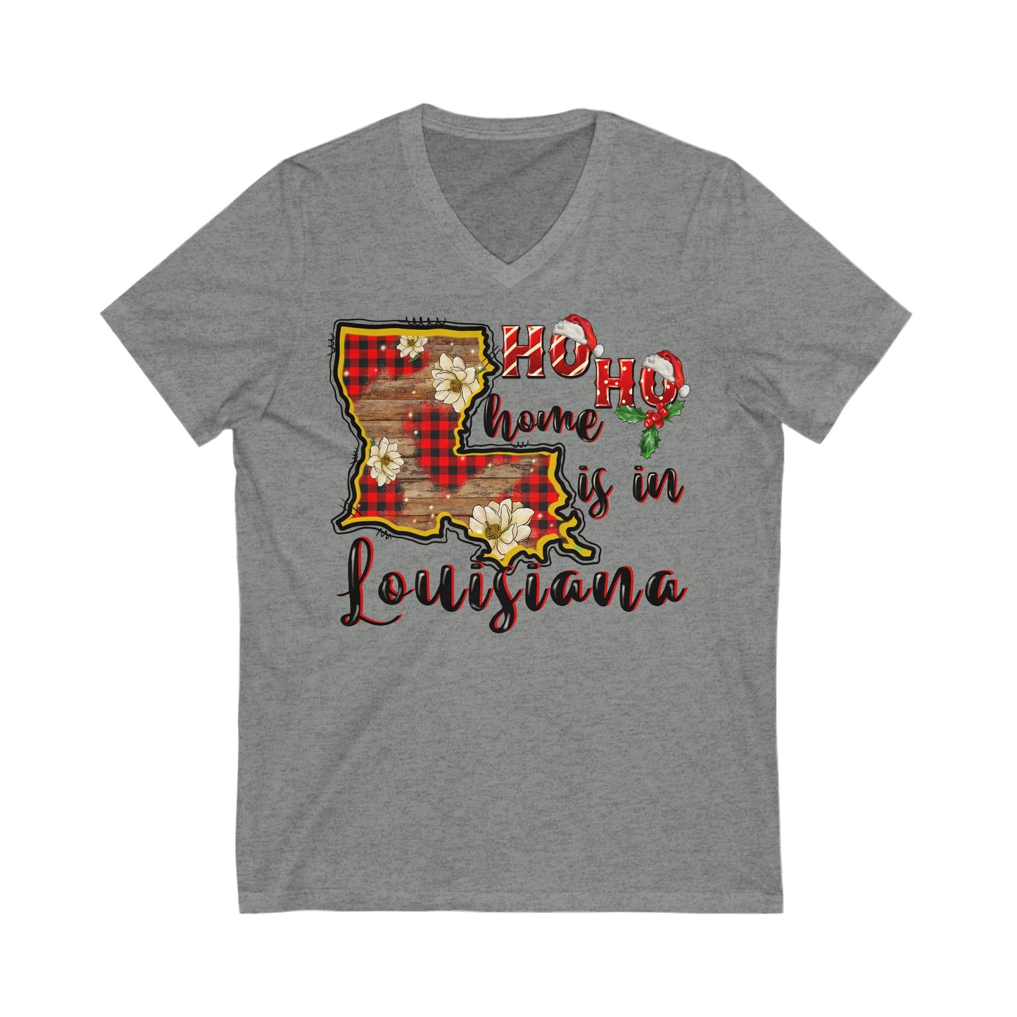 Ho Ho Home in Louisiana - Unisex Jersey Short Sleeve V-Neck Tee