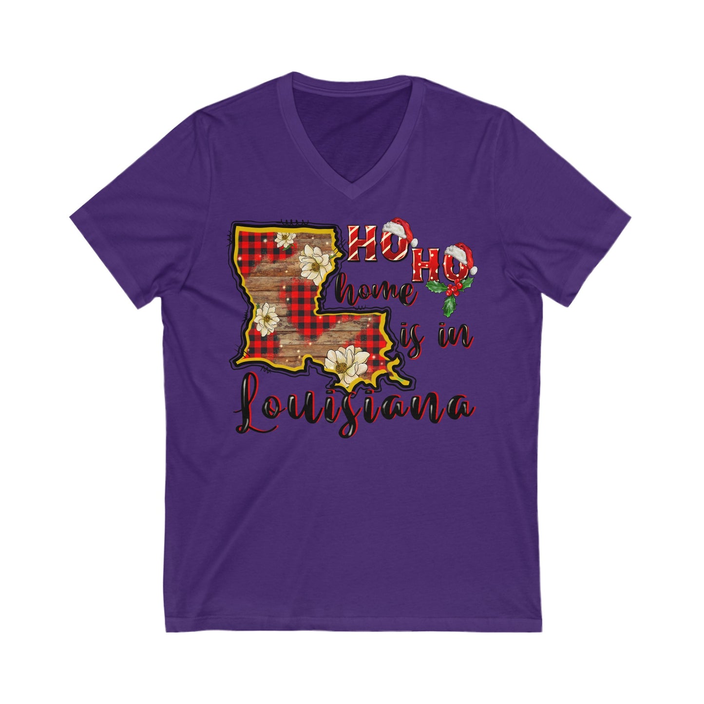 Ho Ho Home in Louisiana - Unisex Jersey Short Sleeve V-Neck Tee