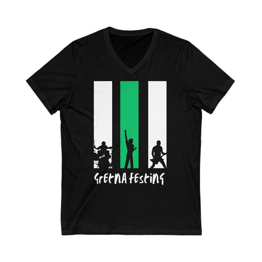 Gretna Festing Rhythm & Stripes - Unisex Jersey Short Sleeve V-Neck Tee