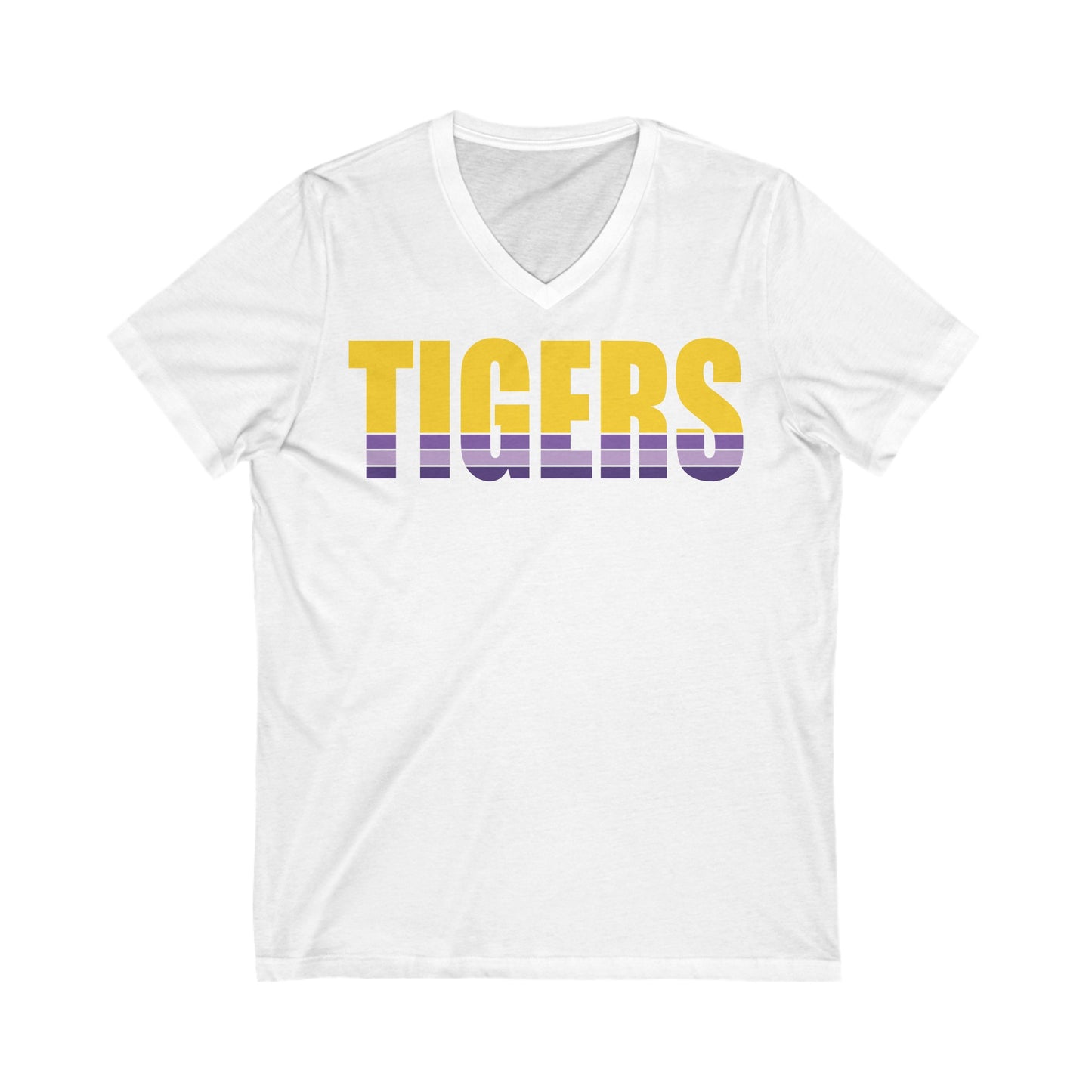 Tigers Fade to Victor Unisex Jersey Short Sleeve V-Neck Tee