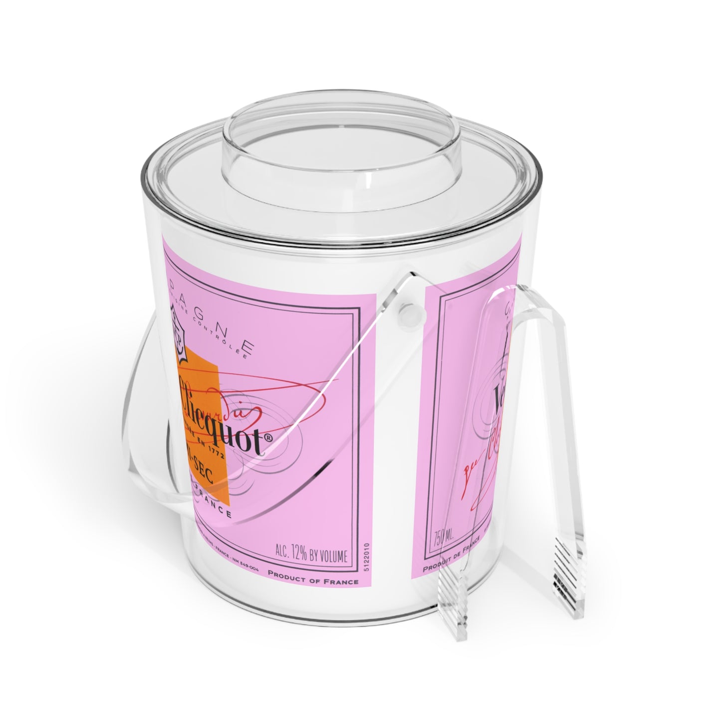 Pink Bubble Ice Bucket with Tongs