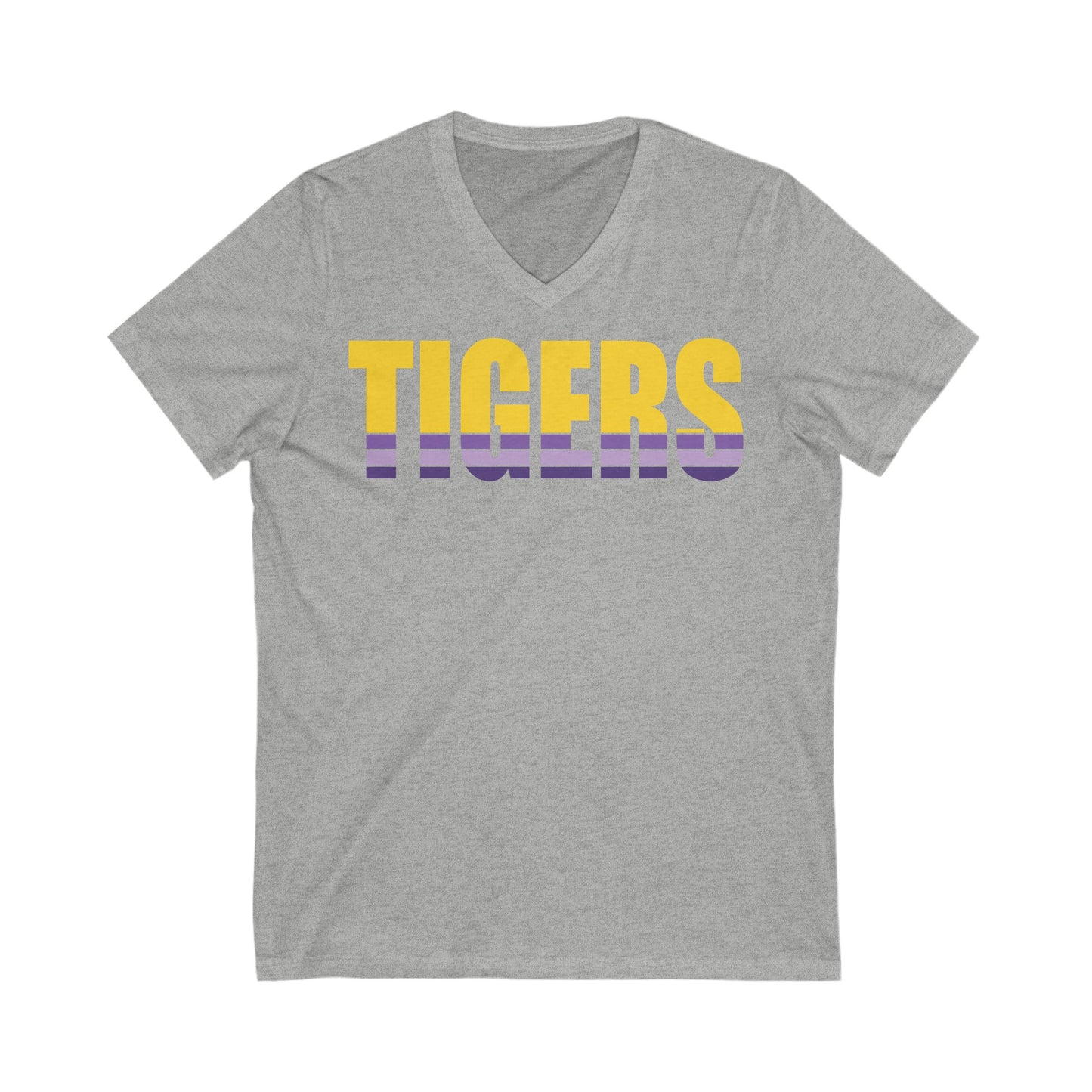 Tigers Fade to Victor Unisex Jersey Short Sleeve V-Neck Tee