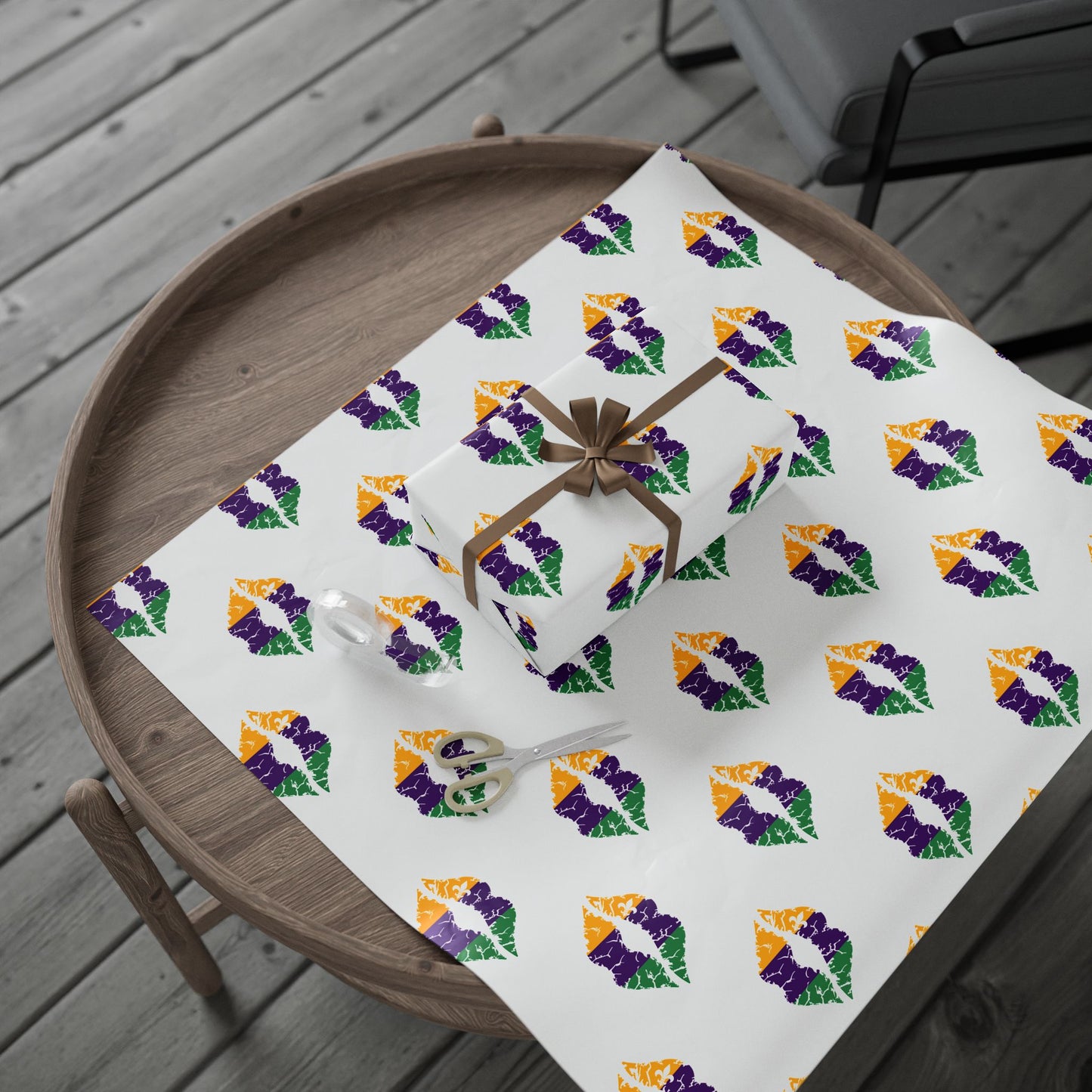 Mardi Gras Kisses Wrapping Paper