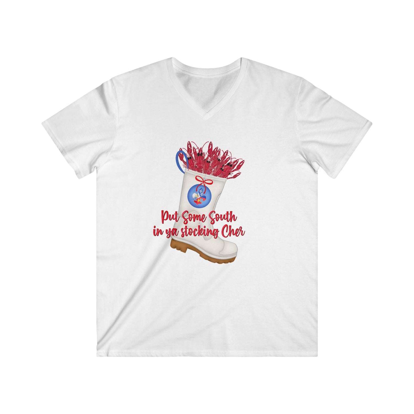 Put Some South in Ya Stocking Cher - Men's Fitted V-Neck Short Sleeve Tee