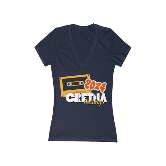 Gretna Festing Cassette Women's Jersey Short Sleeve Deep V-Neck Tee