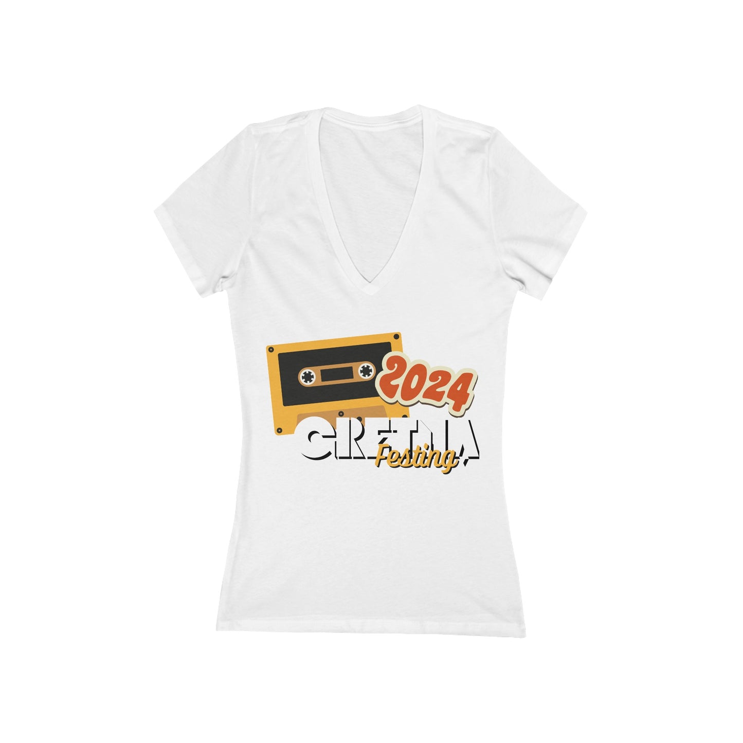 Gretna Festing Cassette Women's Jersey Short Sleeve Deep V-Neck Tee