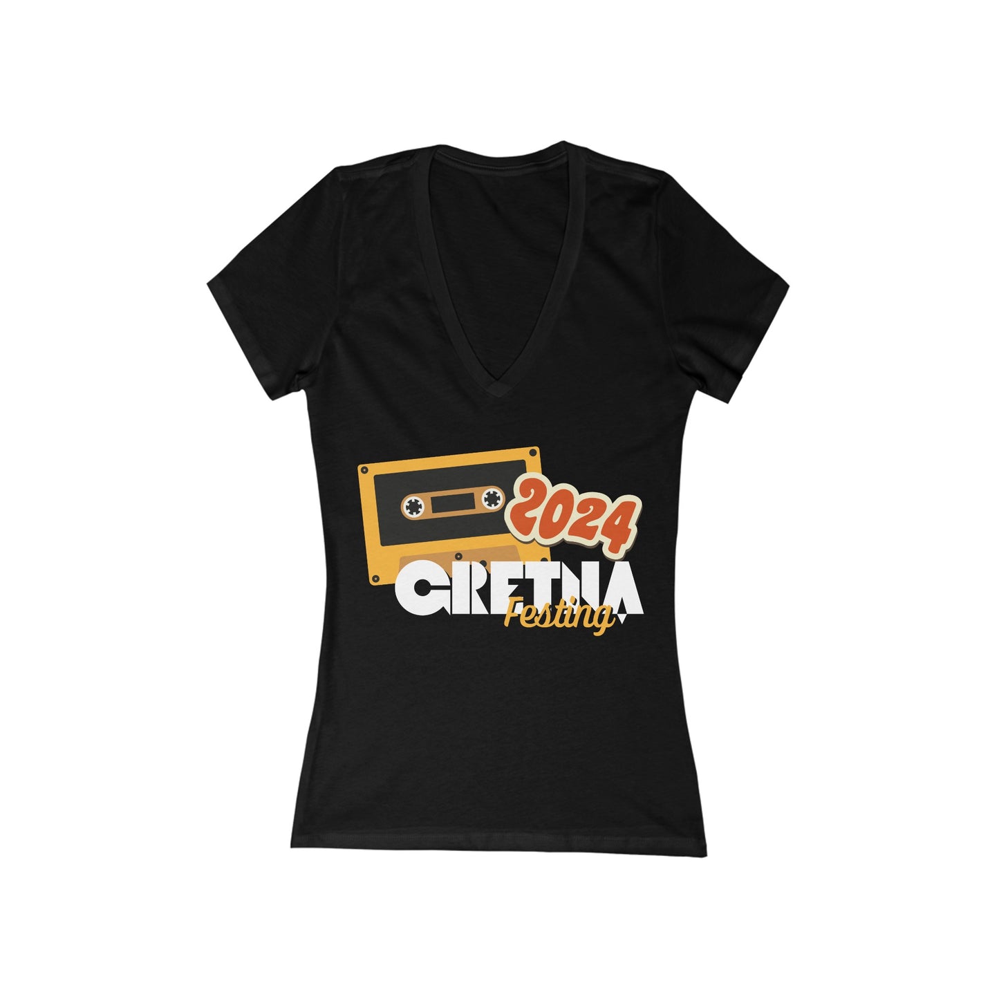 Gretna Festing Cassette Women's Jersey Short Sleeve Deep V-Neck Tee