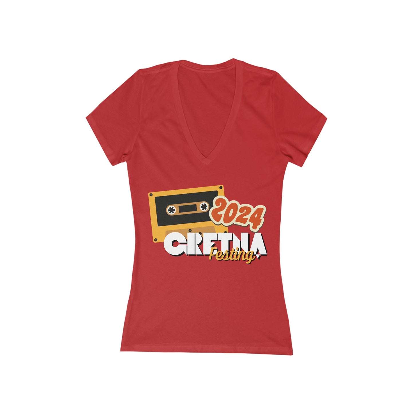 Gretna Festing Cassette Women's Jersey Short Sleeve Deep V-Neck Tee