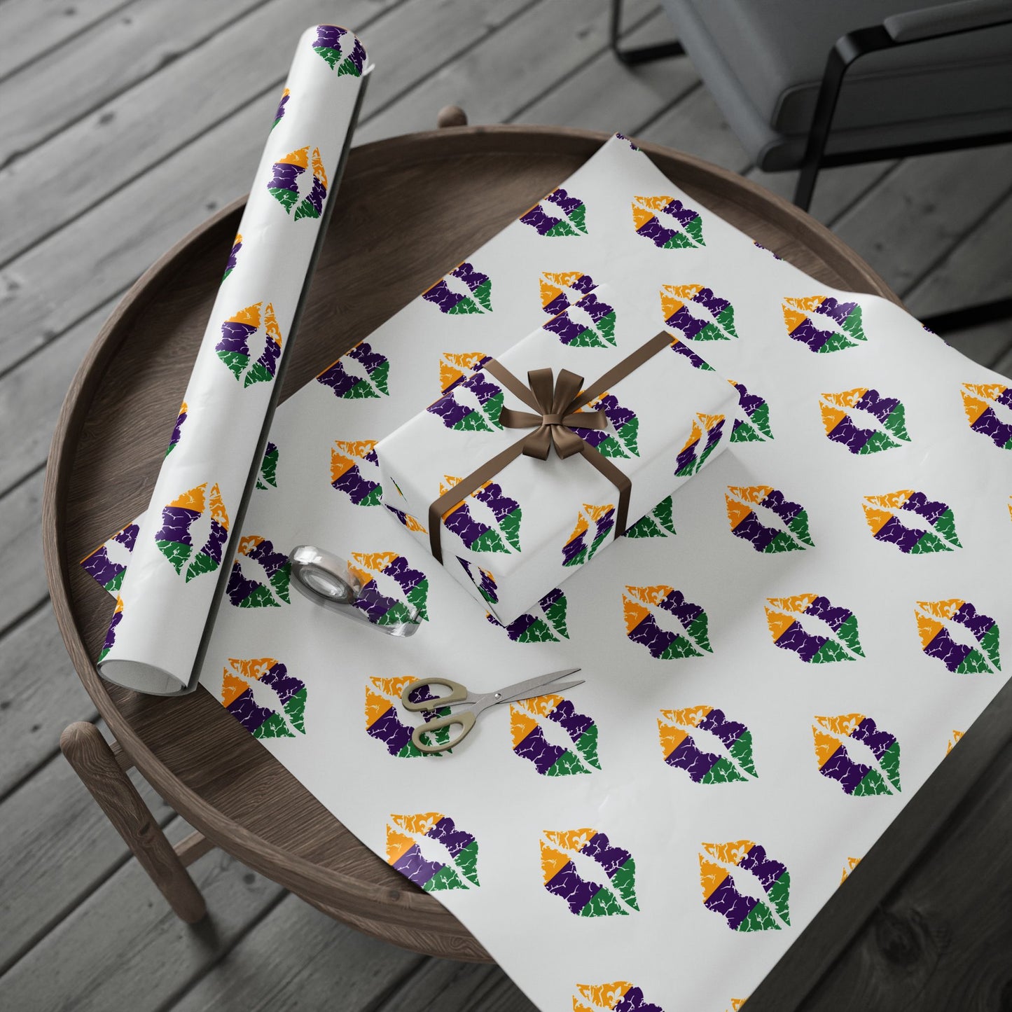 Mardi Gras Kisses Wrapping Paper