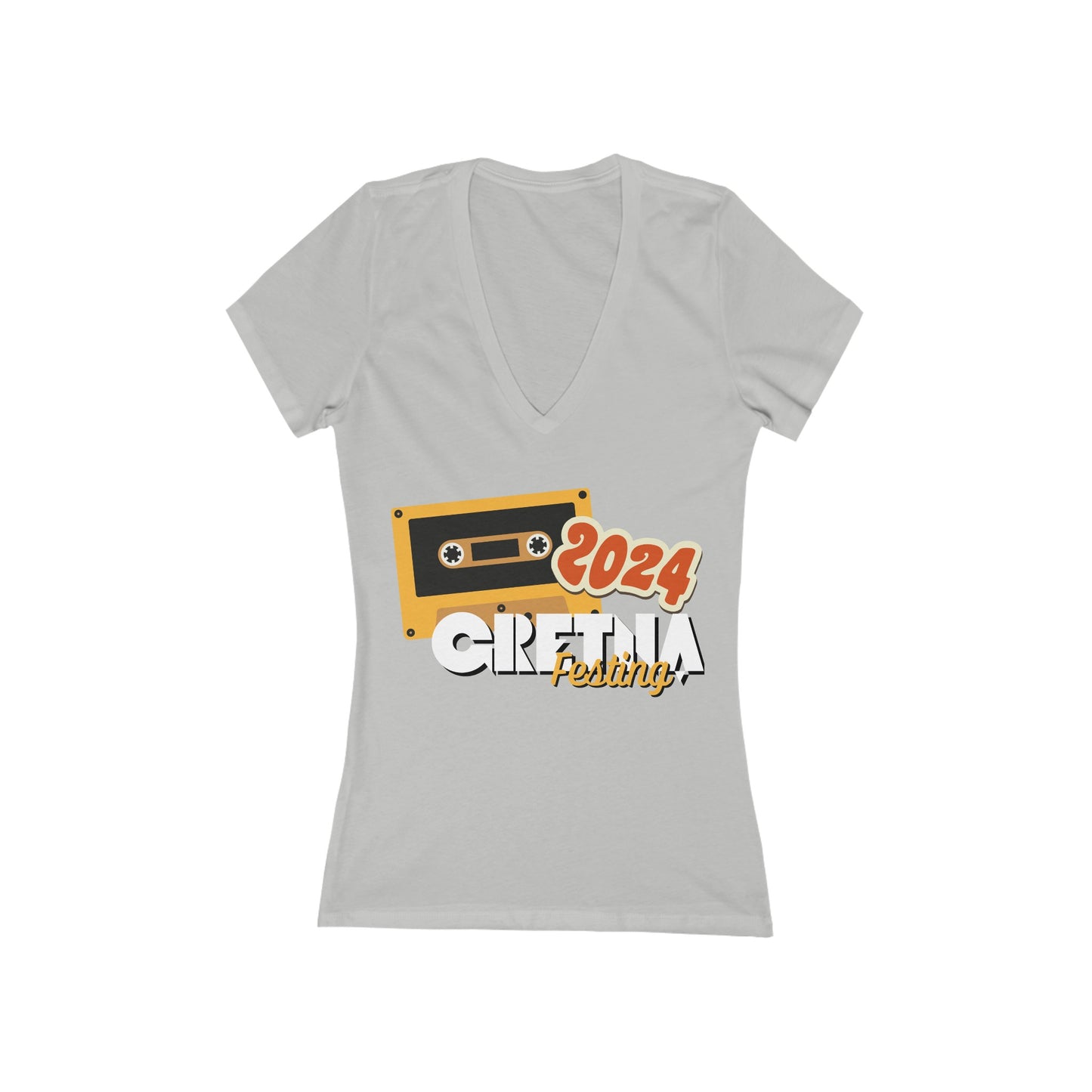 Gretna Festing Cassette Women's Jersey Short Sleeve Deep V-Neck Tee