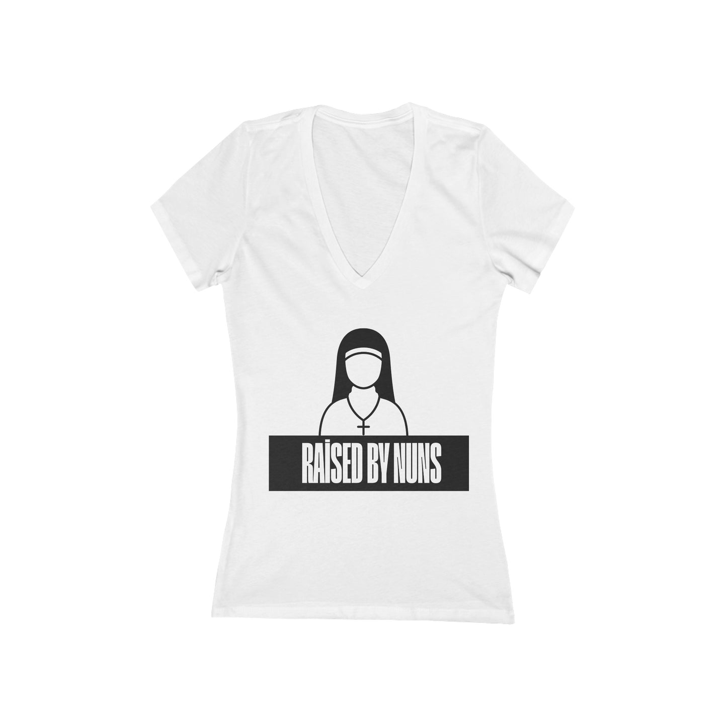 Raised By Nuns Women's Jersey Short Sleeve Deep V-Neck Tee