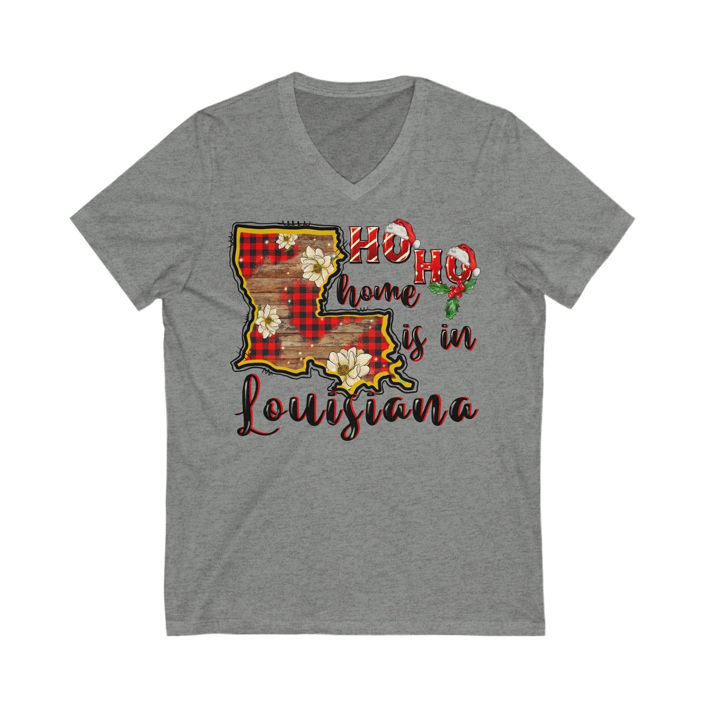 Ho Ho Home in Louisiana - Unisex Jersey Short Sleeve V-Neck Tee