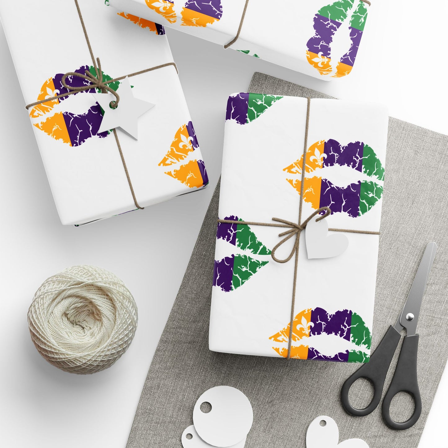 Mardi Gras Kisses Wrapping Paper