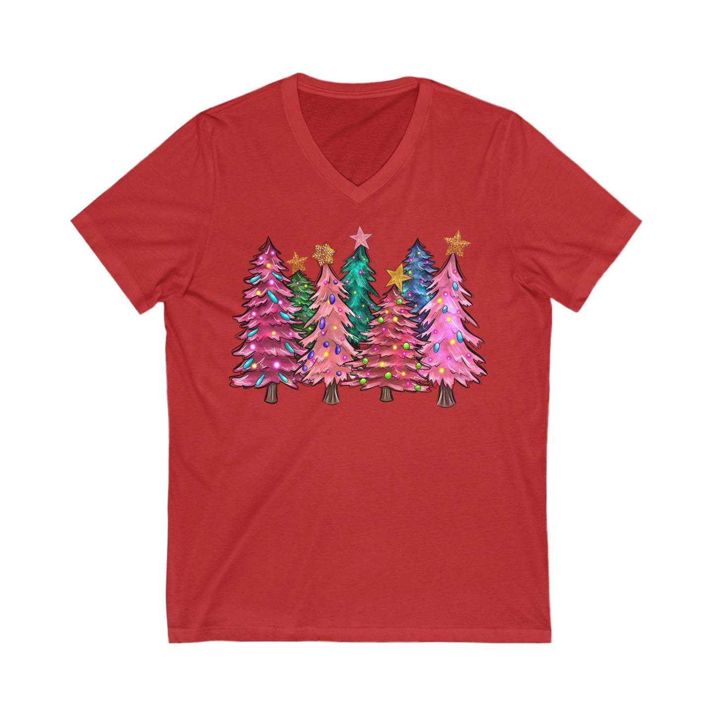 Louisiana Pink Christmas - Unisex Jersey Short Sleeve V-Neck Tee