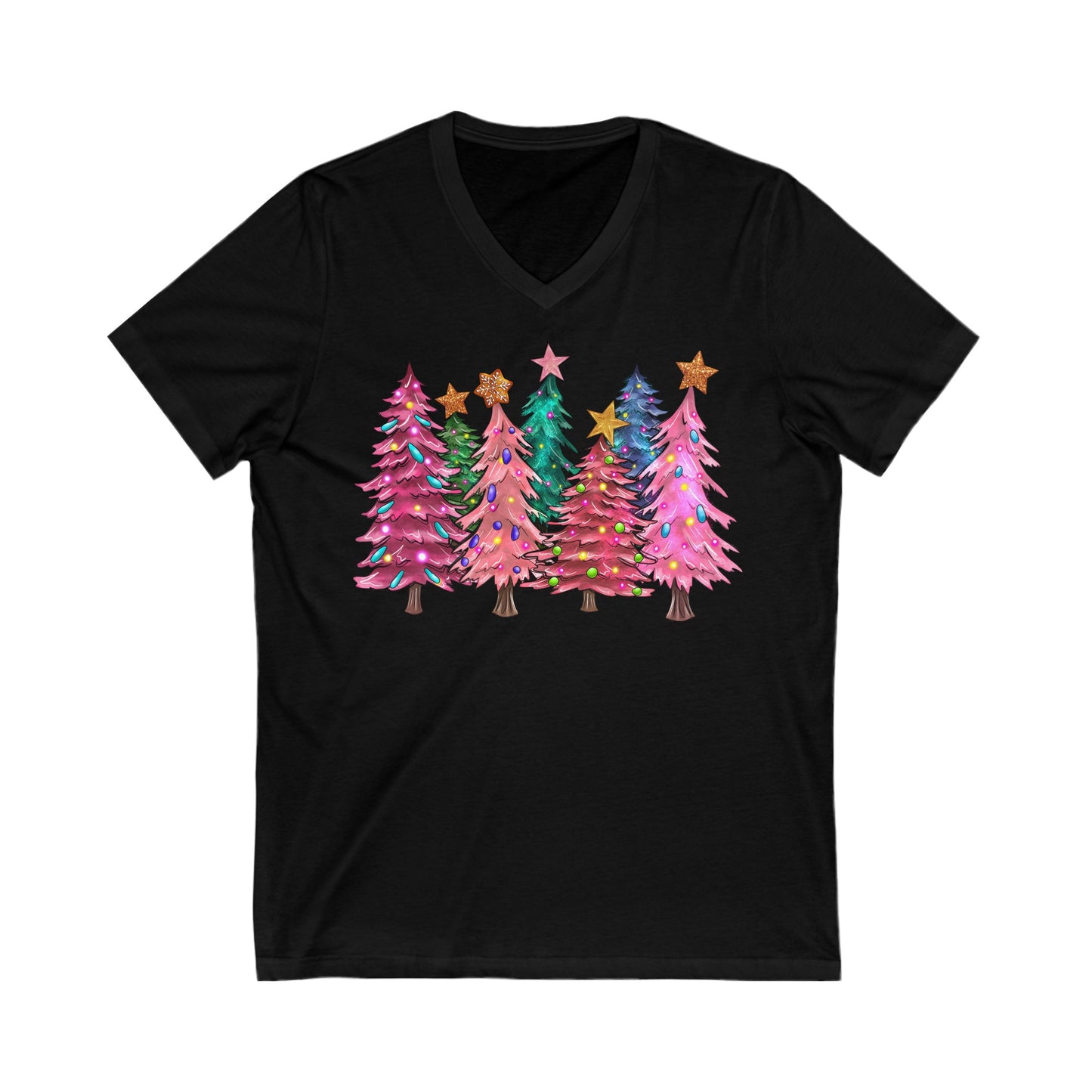 Louisiana Pink Christmas - Unisex Jersey Short Sleeve V-Neck Tee