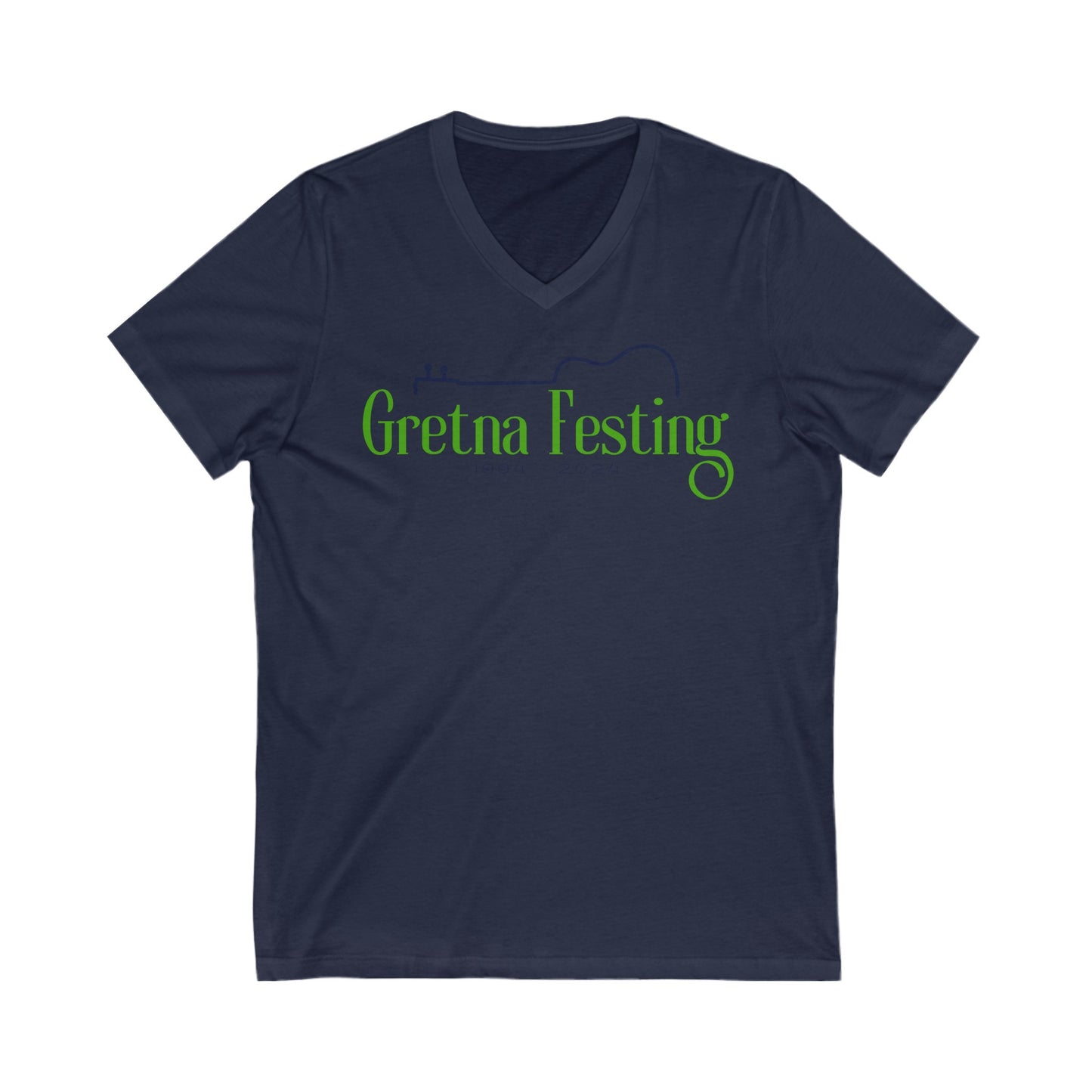 Gretna Festing Guitar Outline Unisex Jersey Short Sleeve V-Neck Tee