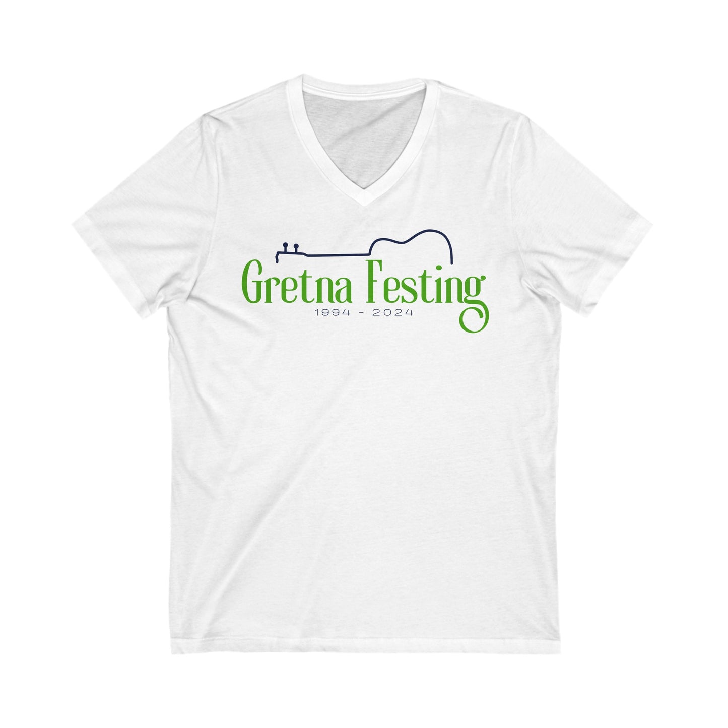 Gretna Festing Guitar Outline Unisex Jersey Short Sleeve V-Neck Tee