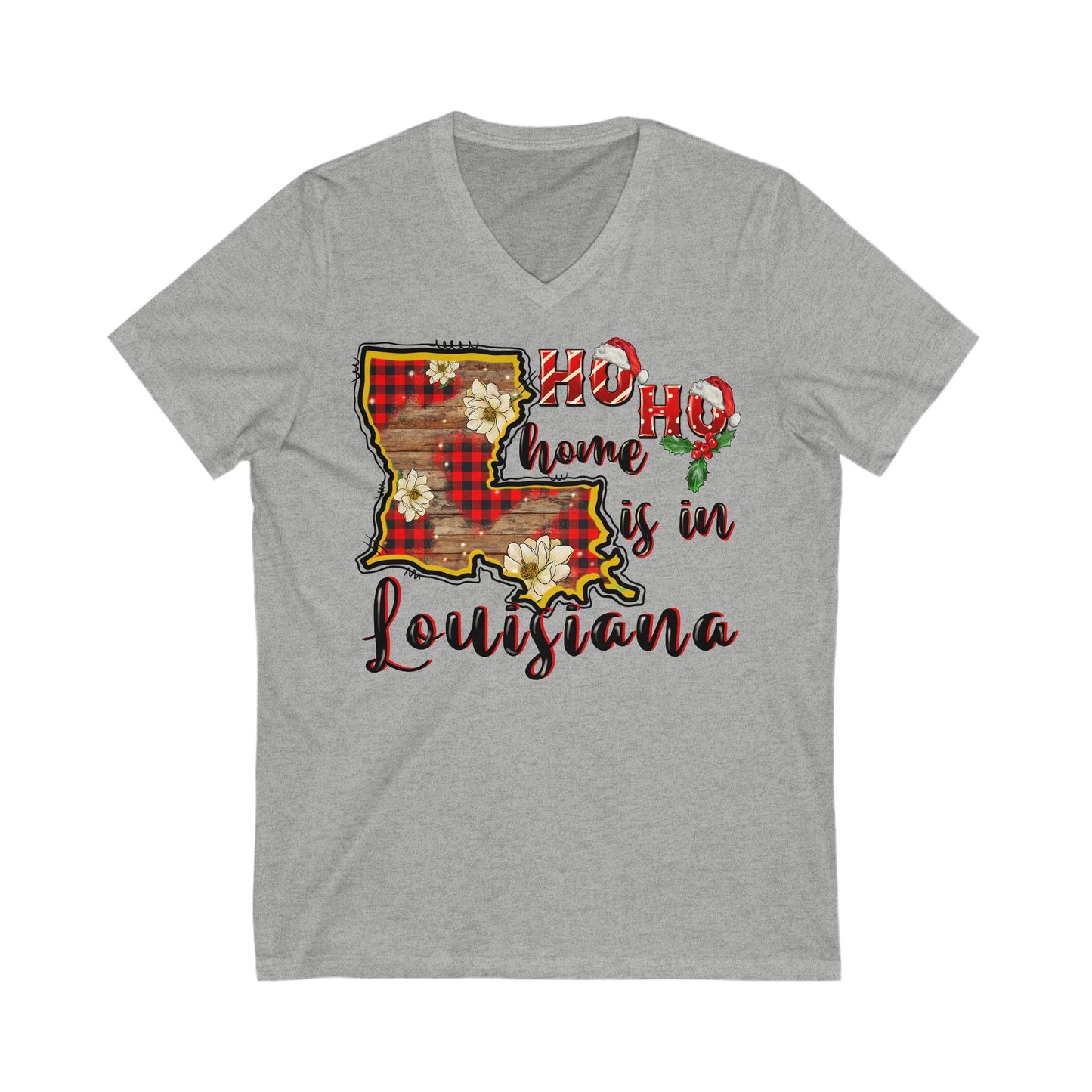 Ho Ho Home in Louisiana - Unisex Jersey Short Sleeve V-Neck Tee