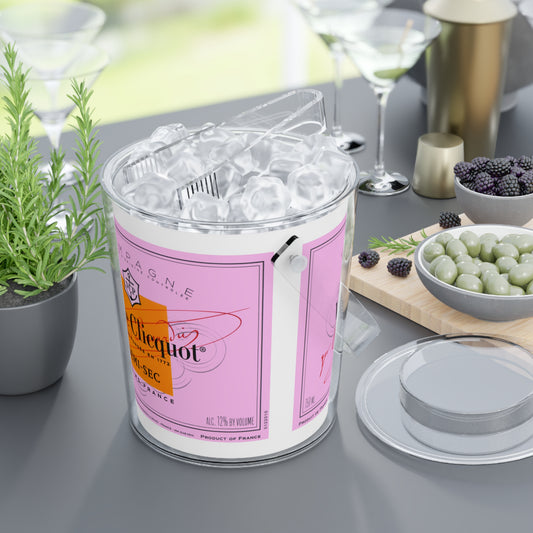 Pink Bubble Ice Bucket with Tongs