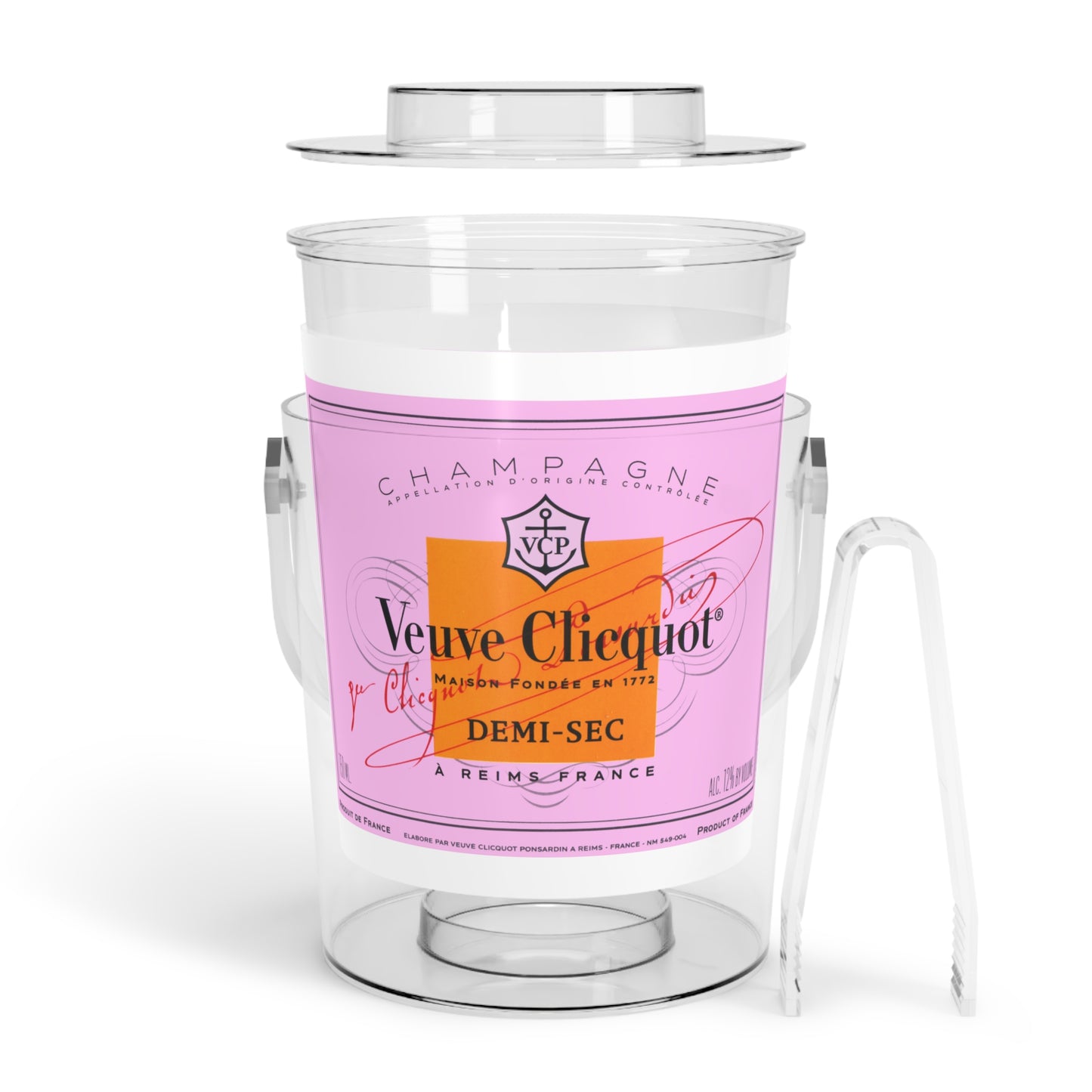 Pink Bubble Ice Bucket with Tongs