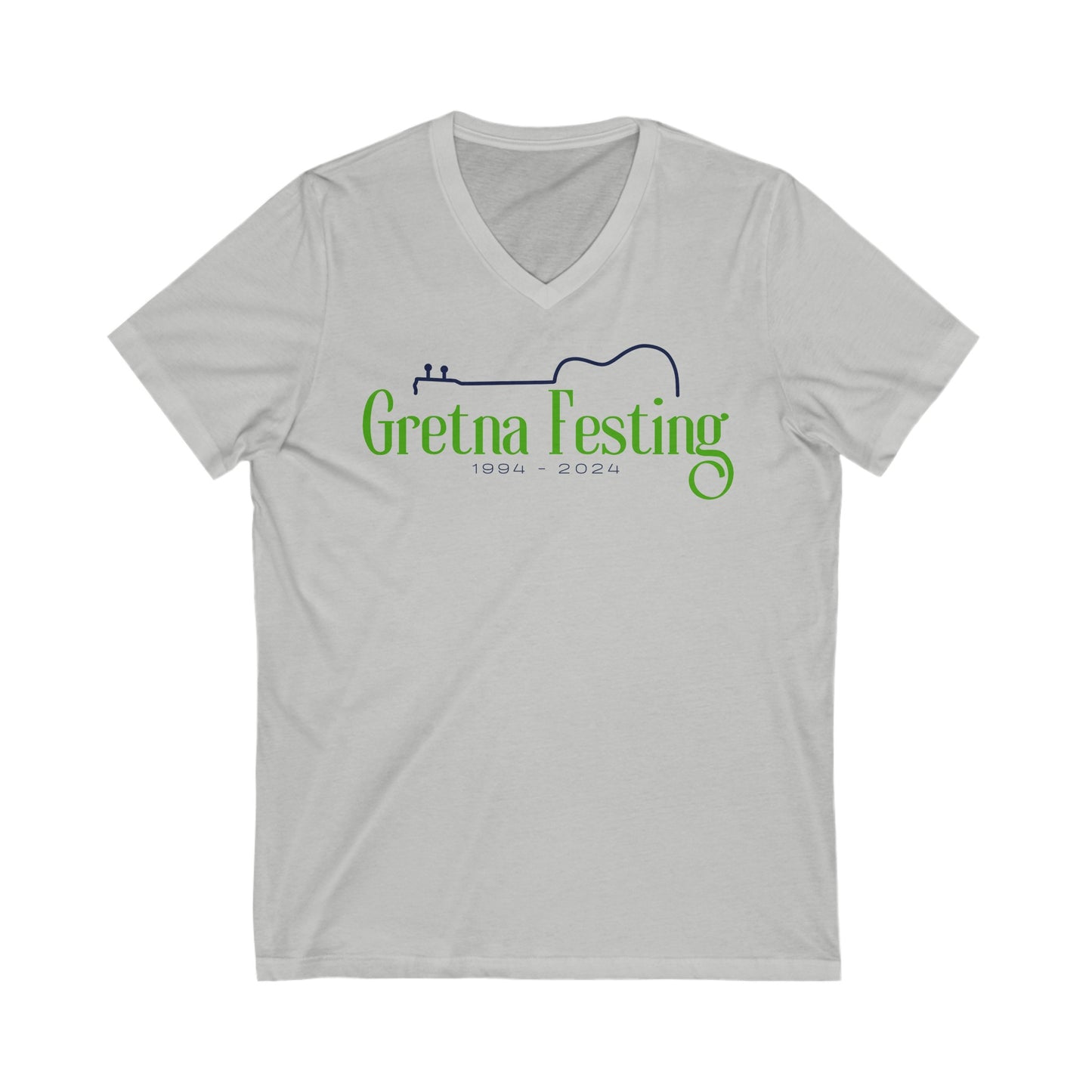 Gretna Festing Guitar Outline Unisex Jersey Short Sleeve V-Neck Tee